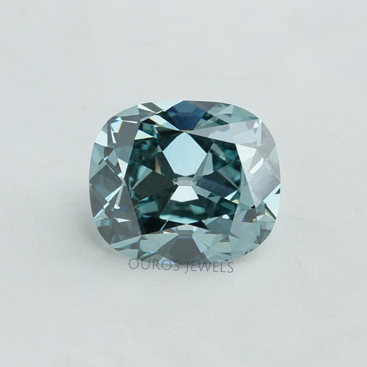 7.16 Carat Fancy Vivid Bluish Green Cushion Cut Lab Diamond Loose