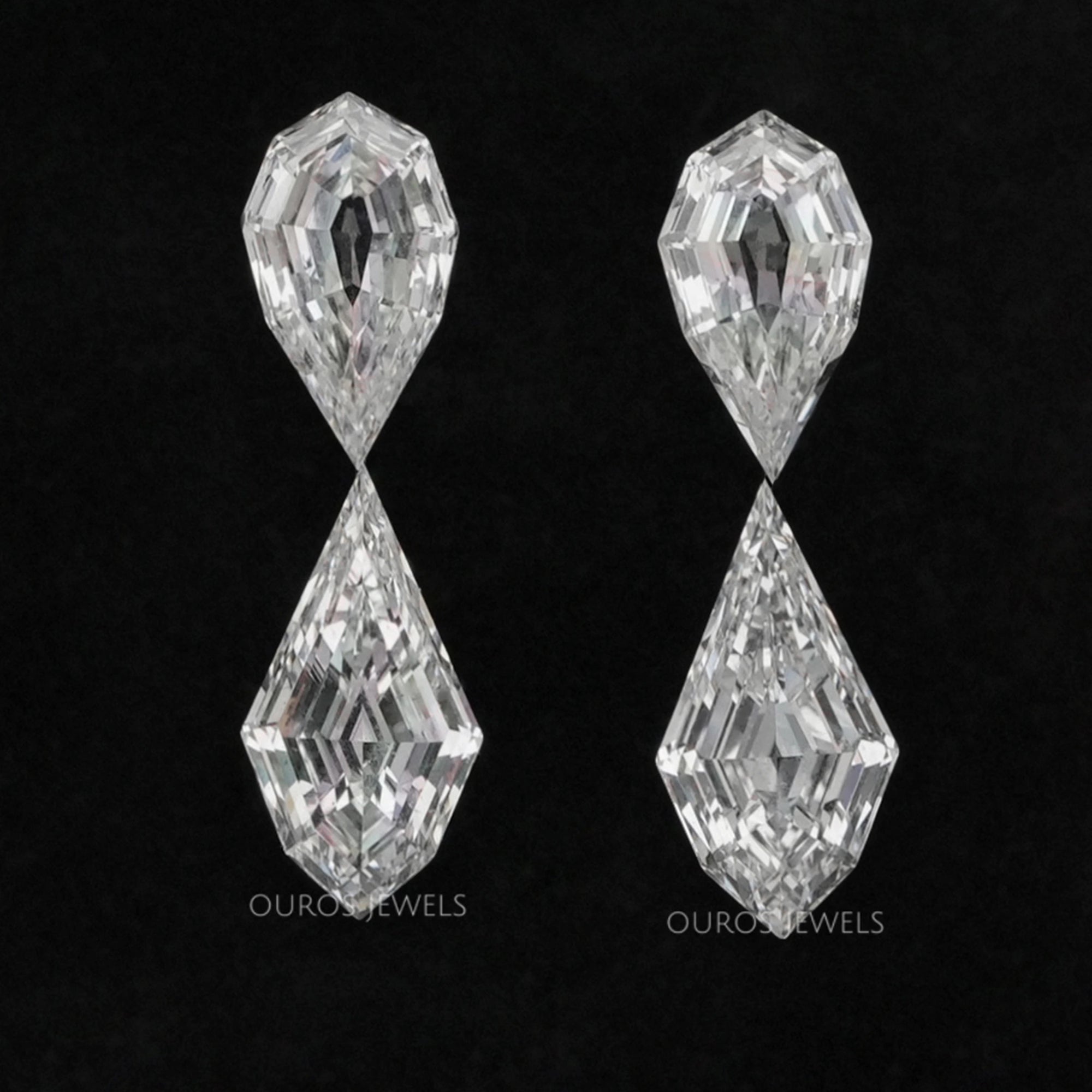 4.15 TCW Step Cut Pear And Kite Diamond Loose Pair