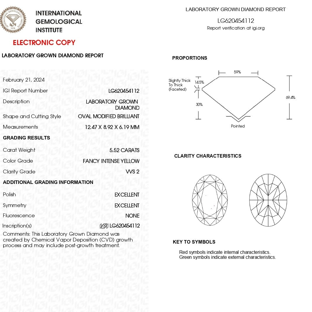Fancy Yellow Modified Oval Cut Loose Diamond