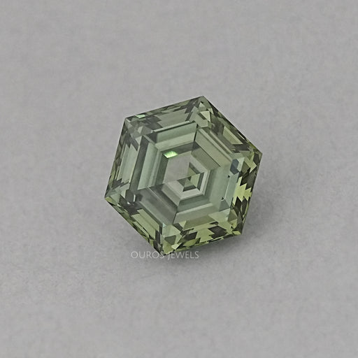 Fancy Vivid Green Step Cut Hexagonal Loose Diamond