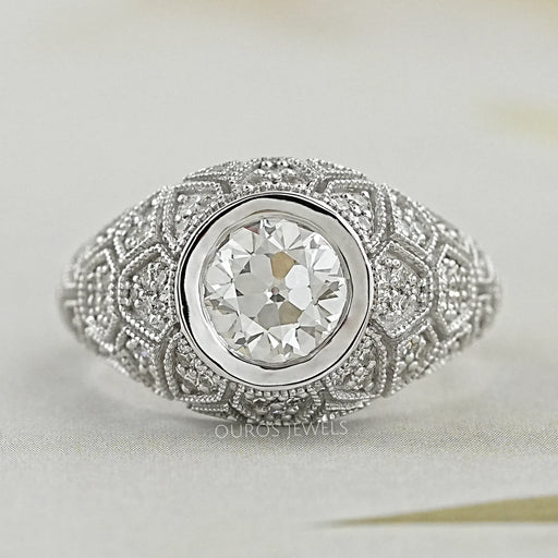 Old European Round Cut With Milgrain Work Ring Ring