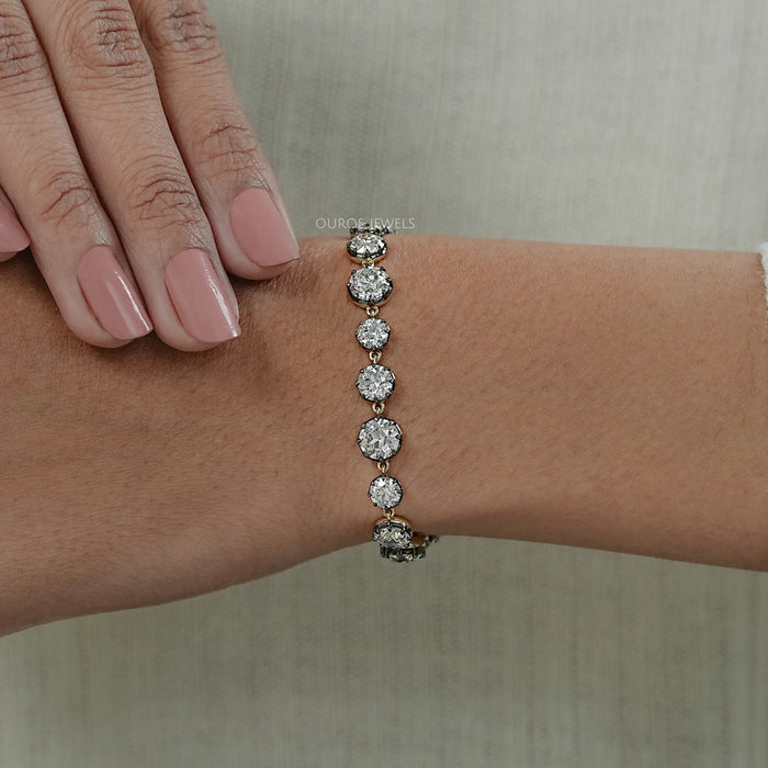 Old European Round Diamond Tennis Bracelet - With Black Coating Bracelet