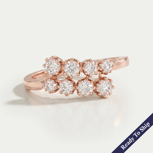 Bypass Set Old European Round Cut Diamond Ring