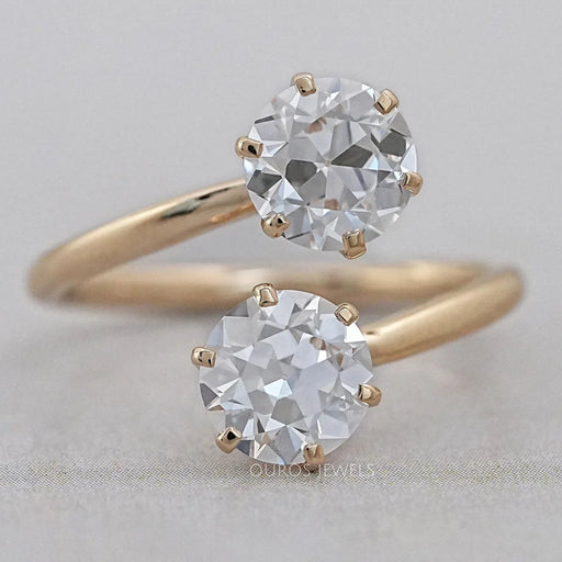 Old European Round Diamond Toi Et Moi Engagement Ring Rings