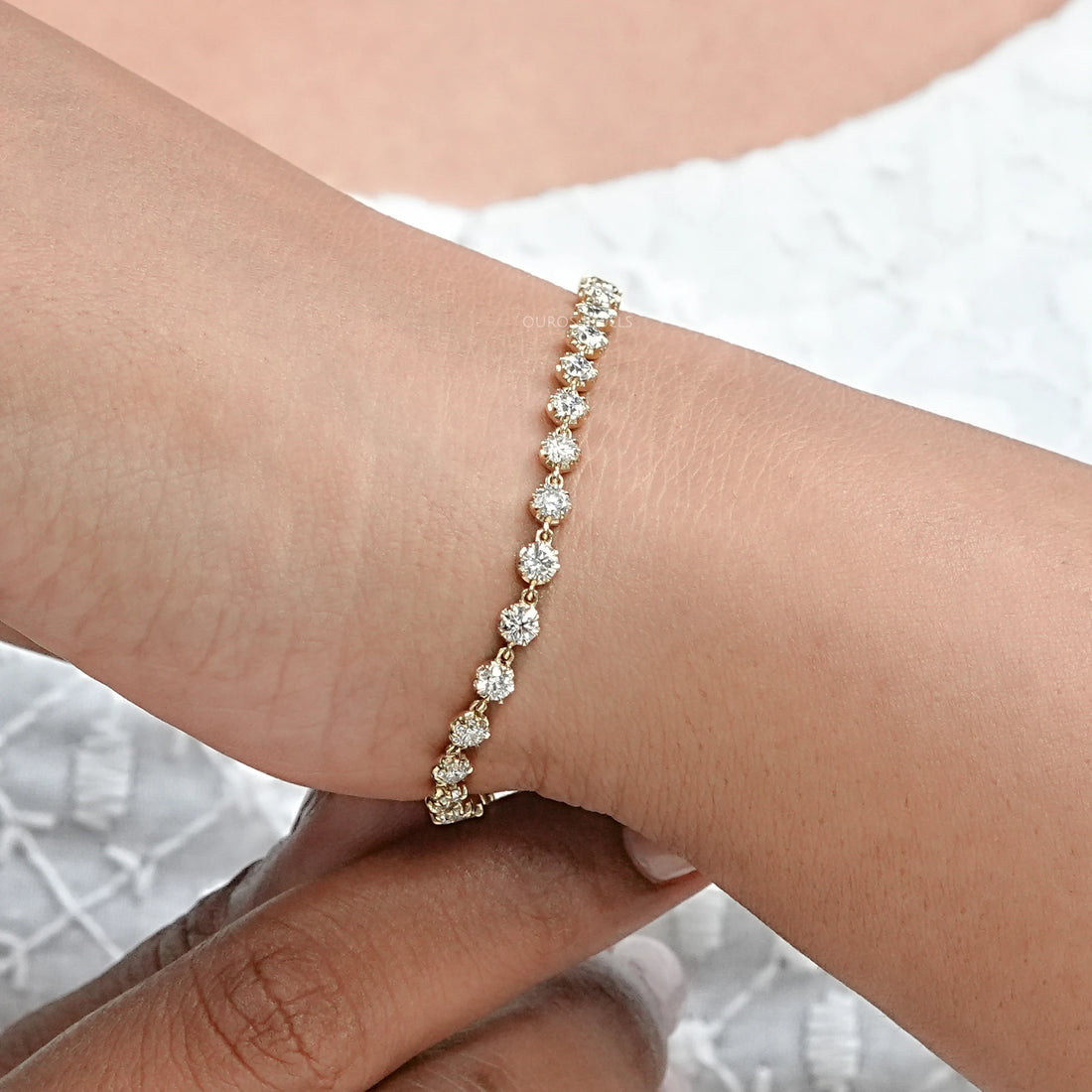 Old European Round Cut Lab Diamond Bracelet Bracelet