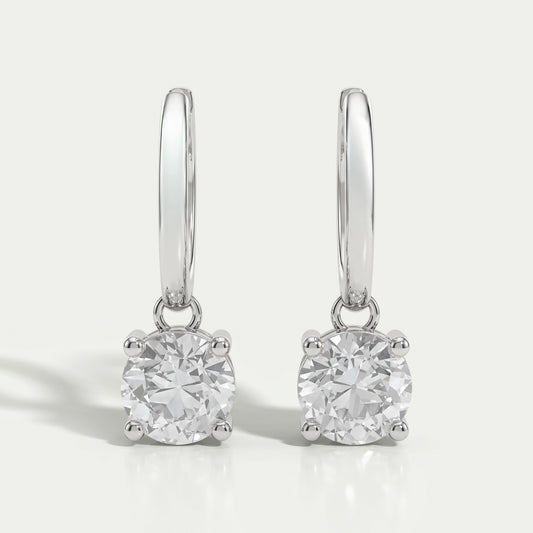 OEC Round Diamond Dangle Hoop Earrings Earrings