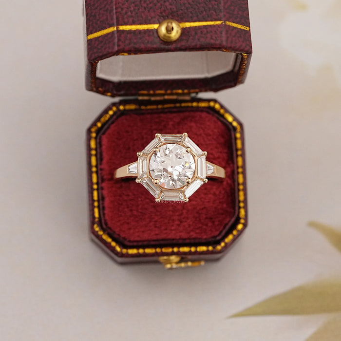 Old European Round Cut Halo Engagement Ring Ring