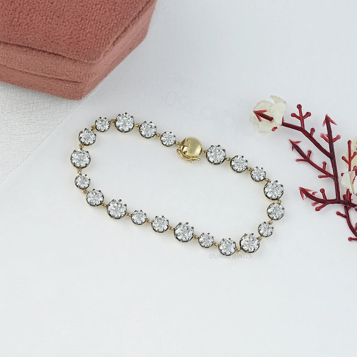 Old European Round Diamond Tennis Bracelet - With Black Coating Bracelet