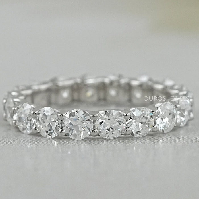 Old European Round Cut Lab Diamond Full Eternity Wedding Band Rings
