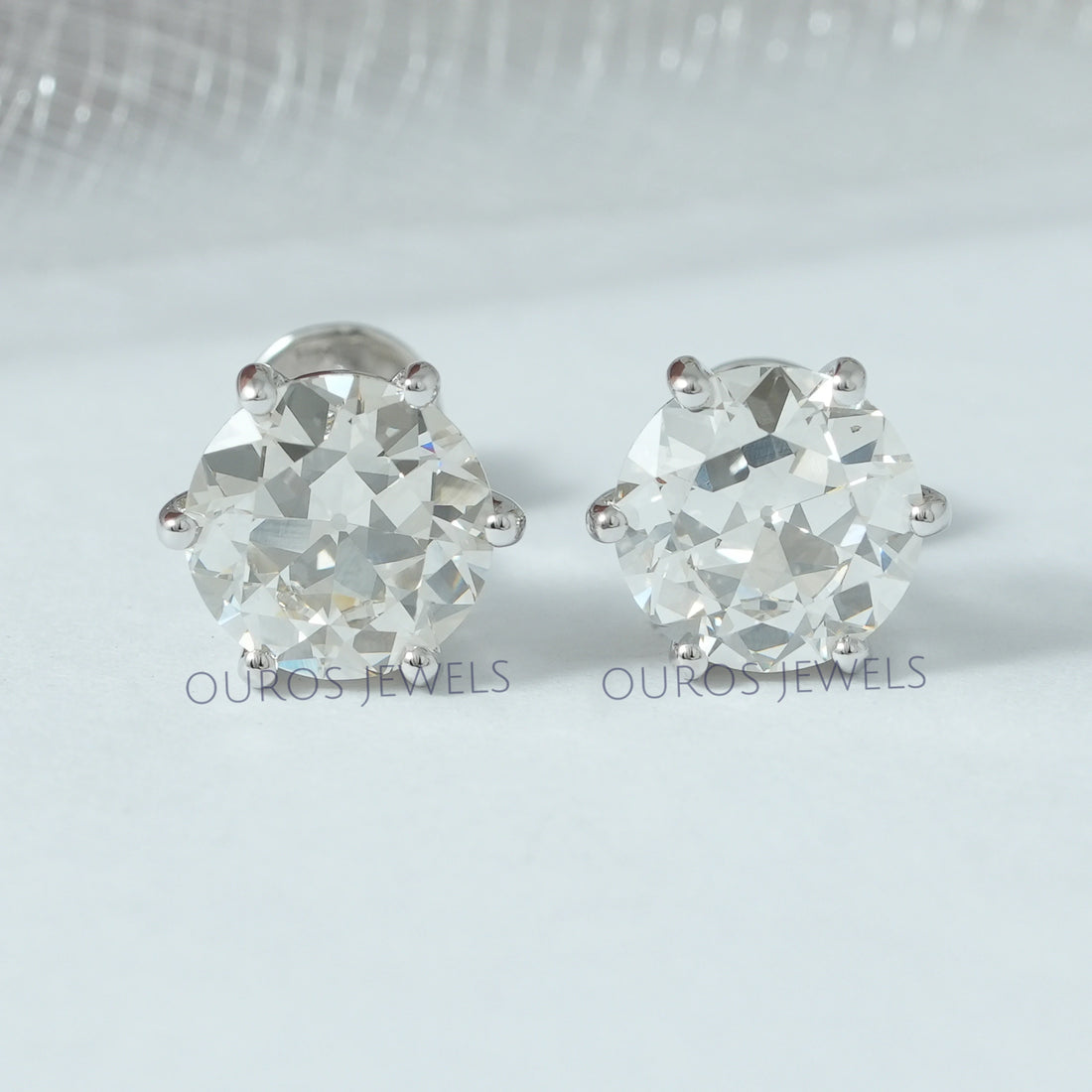 Old European Round Diamond Stud Earrings Earring