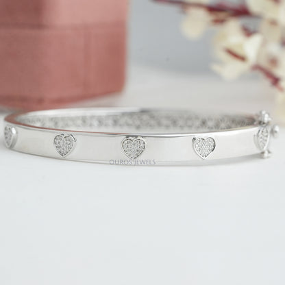 Heart Shape Round Cut Lab Grown Diamond Bangle