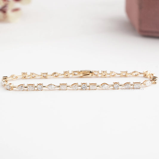 Multi Shape Lab Diamonds East West Setting Bracelet