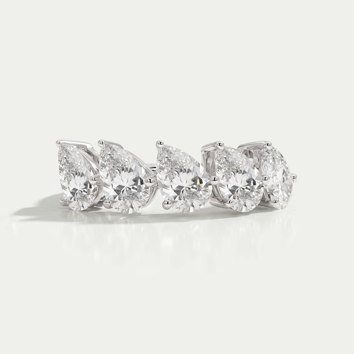Pear Cut Five Stone Lab Grown Diamond Dainty Ring