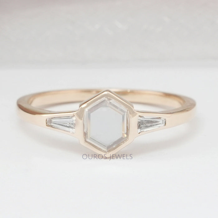 Portrait Hexagon Bezel Set Diamond Ring