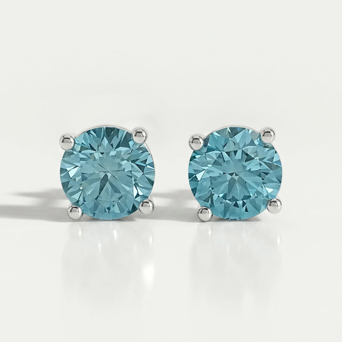 Pink And Blue Round Diamond Stud Earrings Earring