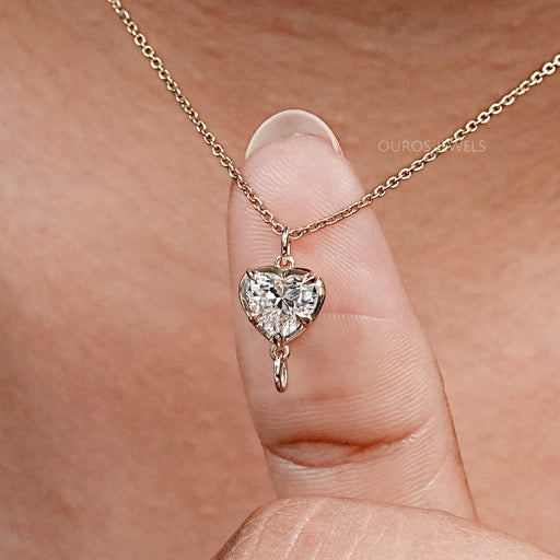 Solitaire Heart Cut Lab Grown Diamond Pendant Necklaces
