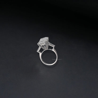 Emerald Three Stone Engagement Ring - Tapered Baguette Rings