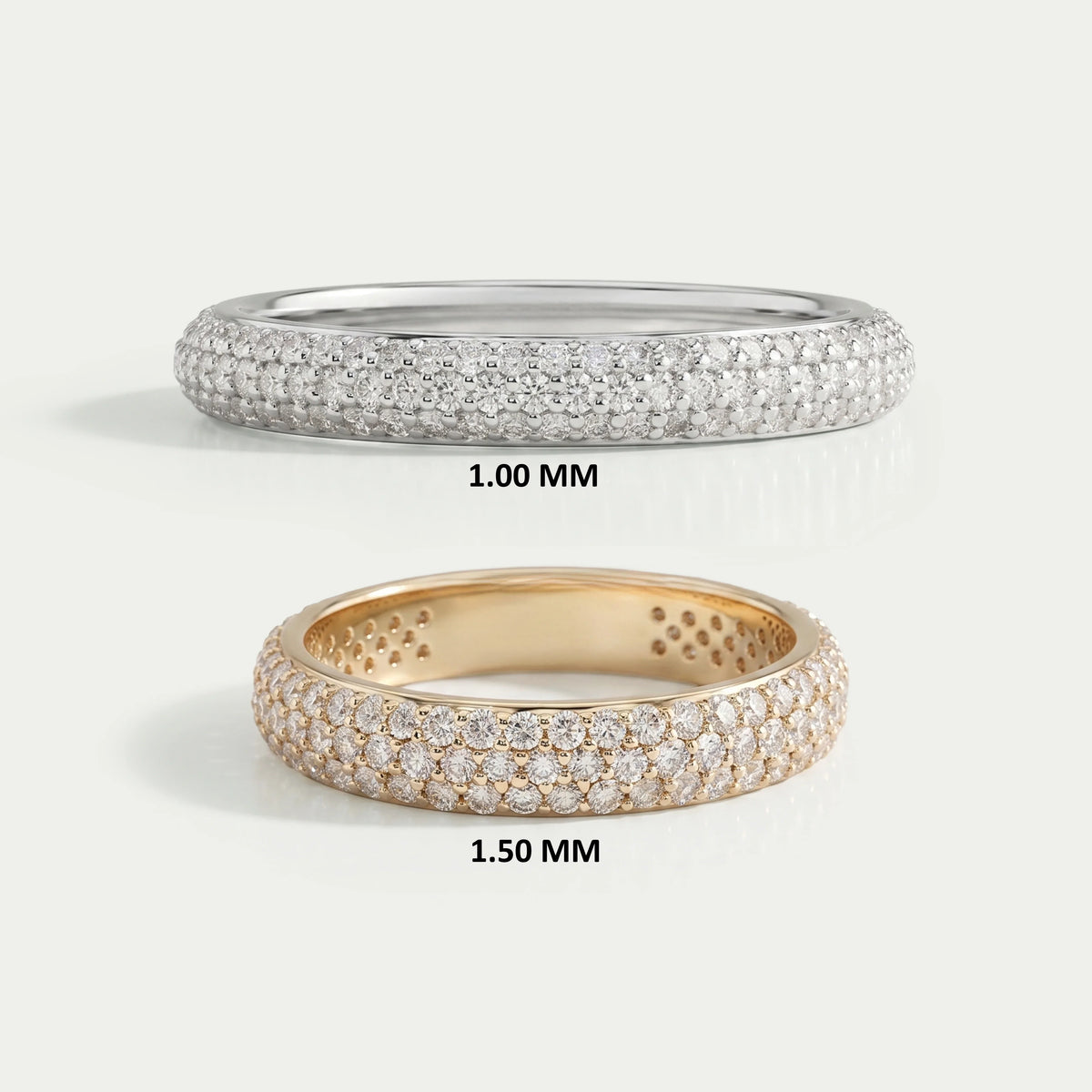 Round Cut Lab Diamond  Pave Set Wedding Ring