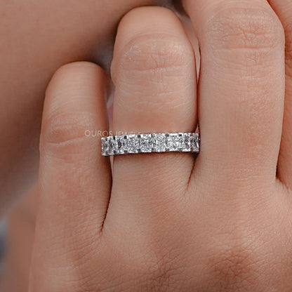 Radiant Lab Diamond Half Eternity Wedding Band Rings