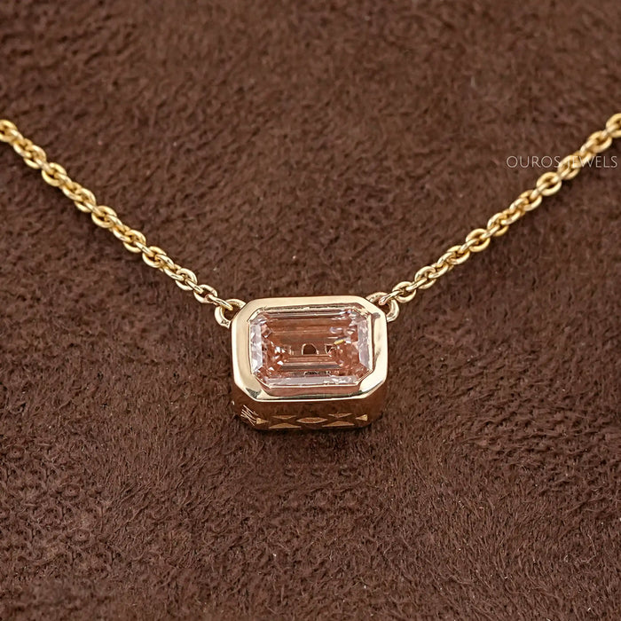 Bezel Set Pink Emerald Solitaire Pendant Necklaces