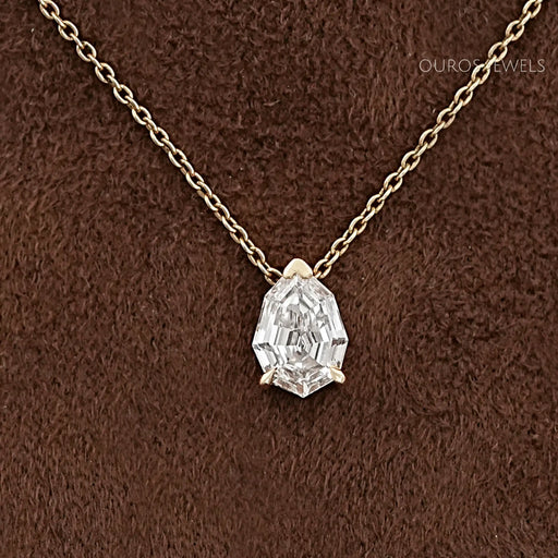 Step Cut Pear Lab Diamond Solitaire Pendant Necklaces