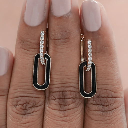 Round Cut Lab Diamond Double Hoop Link Earrings