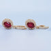 Ruby Oval Cut Halo Drop Dangle Earrings Earrings