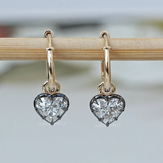 Old Mine Heart Cut Lab Diamond Dangle Earring Earring