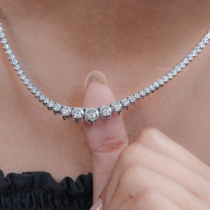 Graduated Round Lab Diamond Tennis Necklace Necklaces