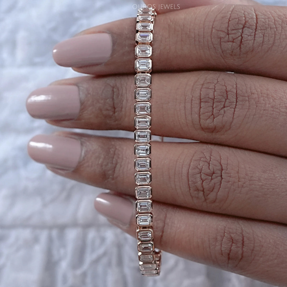Emerald Cut Bezel Set Tennis Bracelet Bracelet