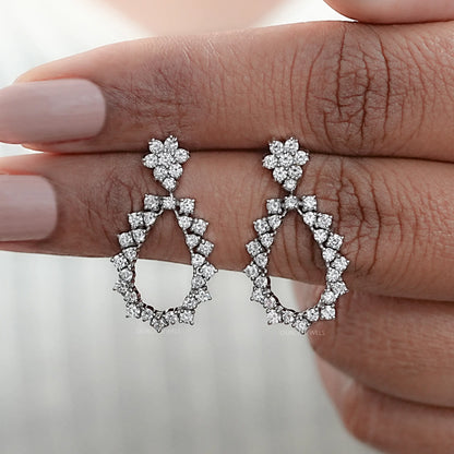 Open Pear Style Drop Dangle Earrings