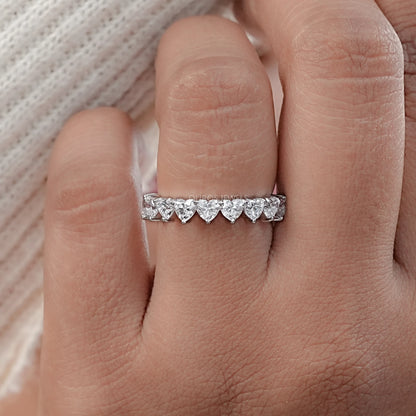 Heart Cut Lab Grown Diamond Wedding Band Rings