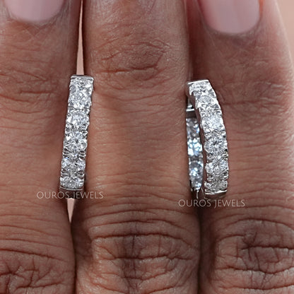 Inside Out Round Diamond Hoop Earrings Earrings