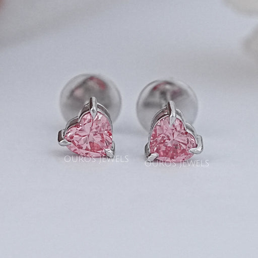 Pink Heart Cut Diamond Earrings Earring