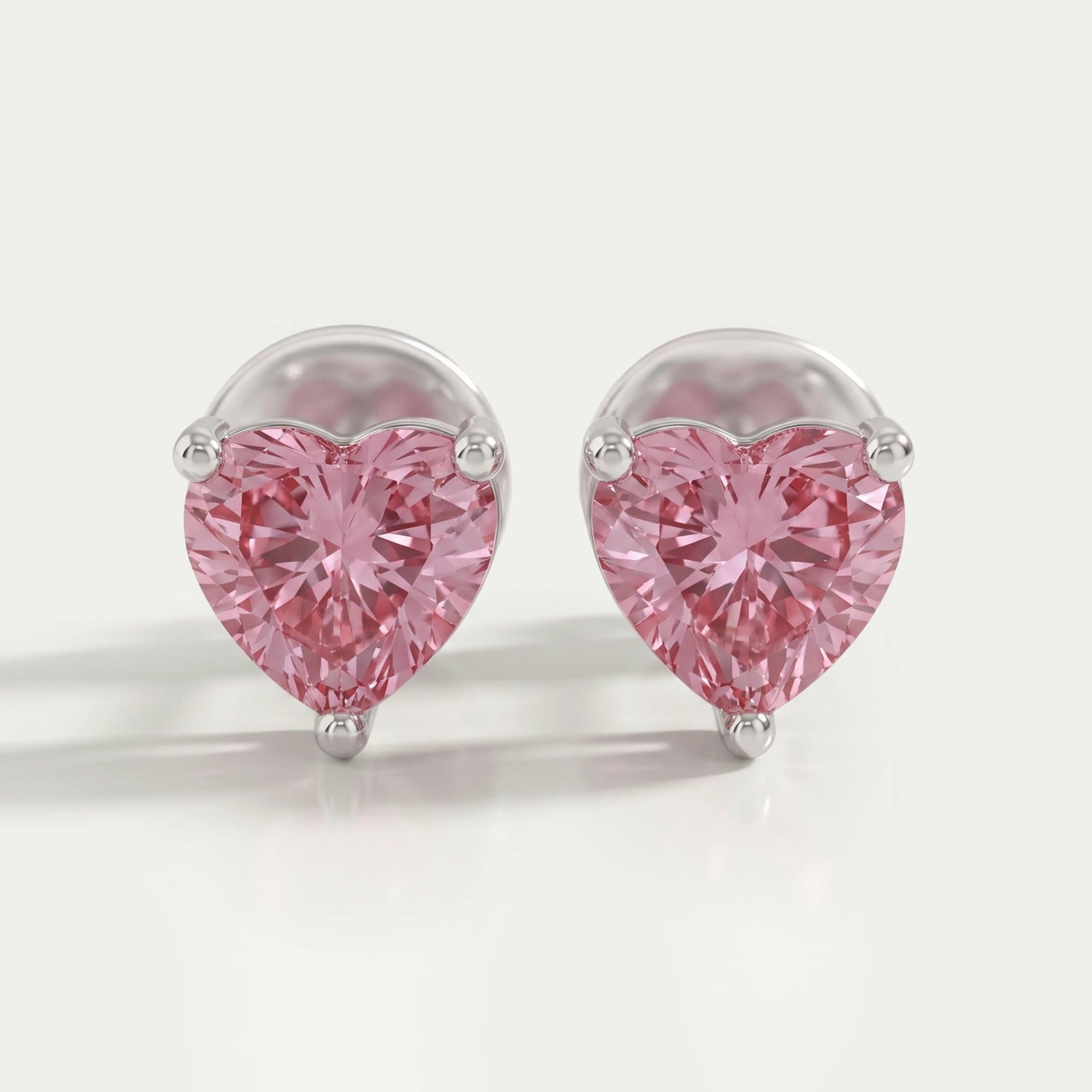 Pink Heart Cut Diamond Earrings