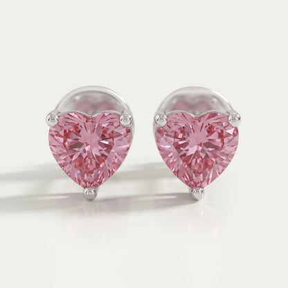Pink Heart Cut Diamond Earrings