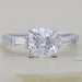 Square Old Mine Cushion Cut Lab Diamond Three Stone Ring Ring
