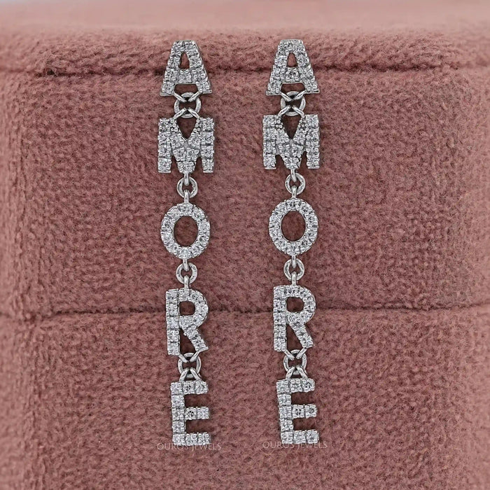 AMORE Initial Letter Round Diamond Dangle Earrings Earrings