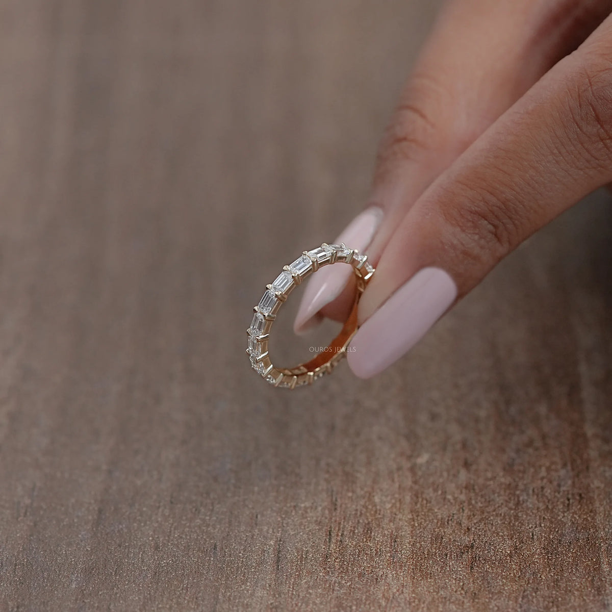 East West Emerald Lab Diamond Eternity Band Ring