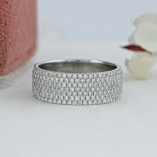 Round Diamond Pave Set Eternity Men's Wedding Band Ring