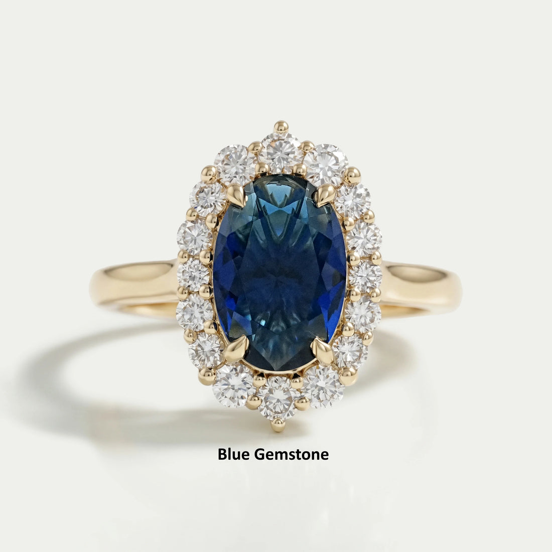 Oval Gemstone Halo Engagement Ring Ring