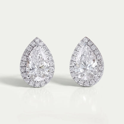 Pear Lab Grown Diamond Halo Stud Earrings Earring