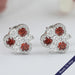 Red Ruby Three Stone Stud Earring