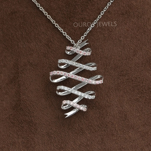 Zig Zag Round Cut Lab Grown Diamond Infinity Pendant