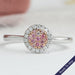 Pink Round Cut Cluster Halo Diamond Anniversary Ring