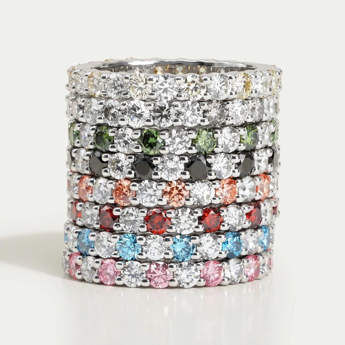 Multi Color Round Lab Diamond Wedding Bands Ring