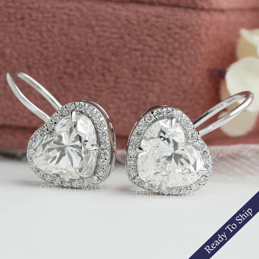 Heart Cut Lab Grown Diamond Dangle Earrings Earrings