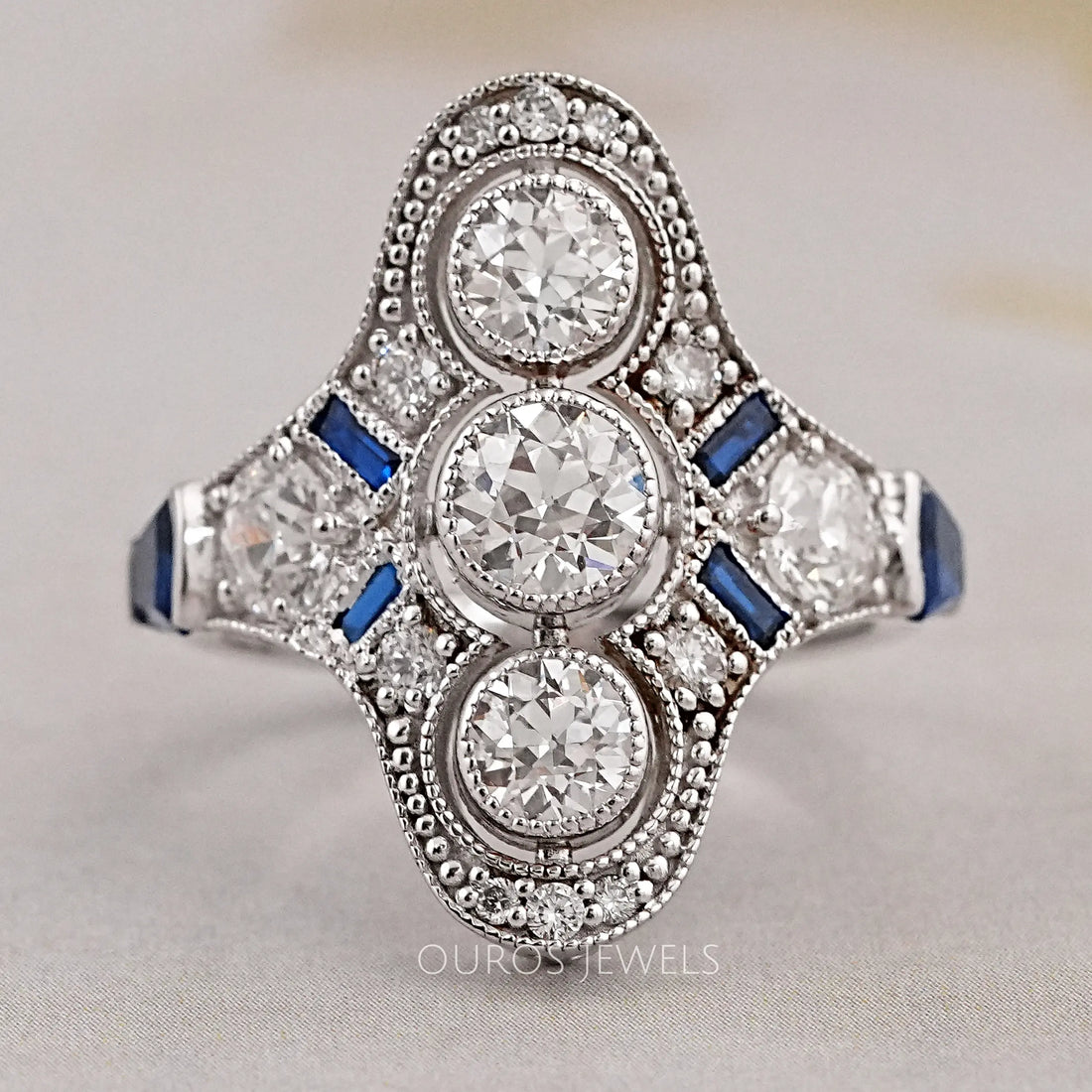 Art Deco Old European Round Cut Engagement Ring Ring