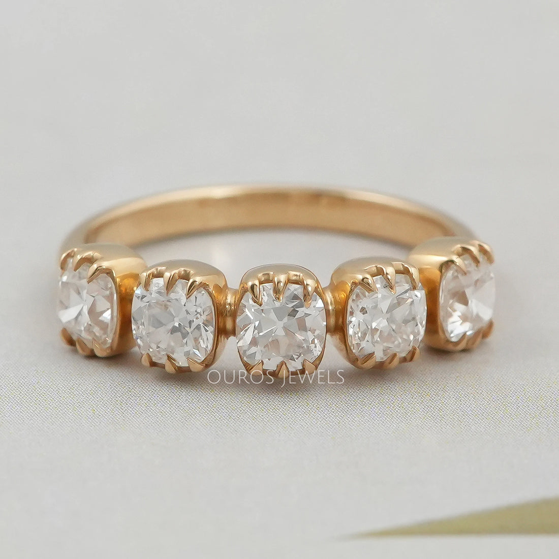 Old Mine Cushion Cut Five Stone Ring Rings