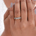 OEC Round Cut Lab Diamond Half Eternity & Half Bezel Set Band Ring